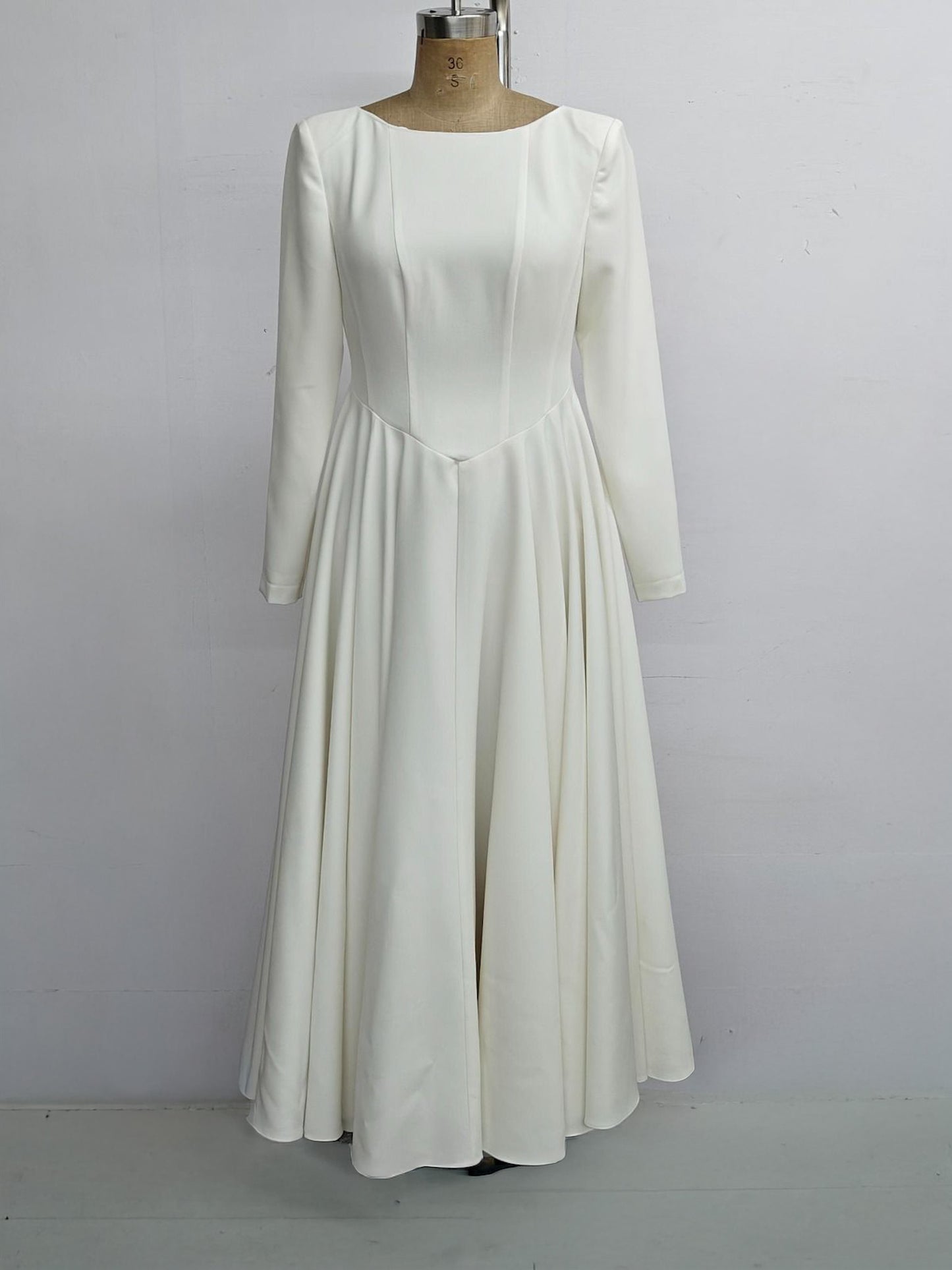 Cotton Blend Flared V Hem Dress White