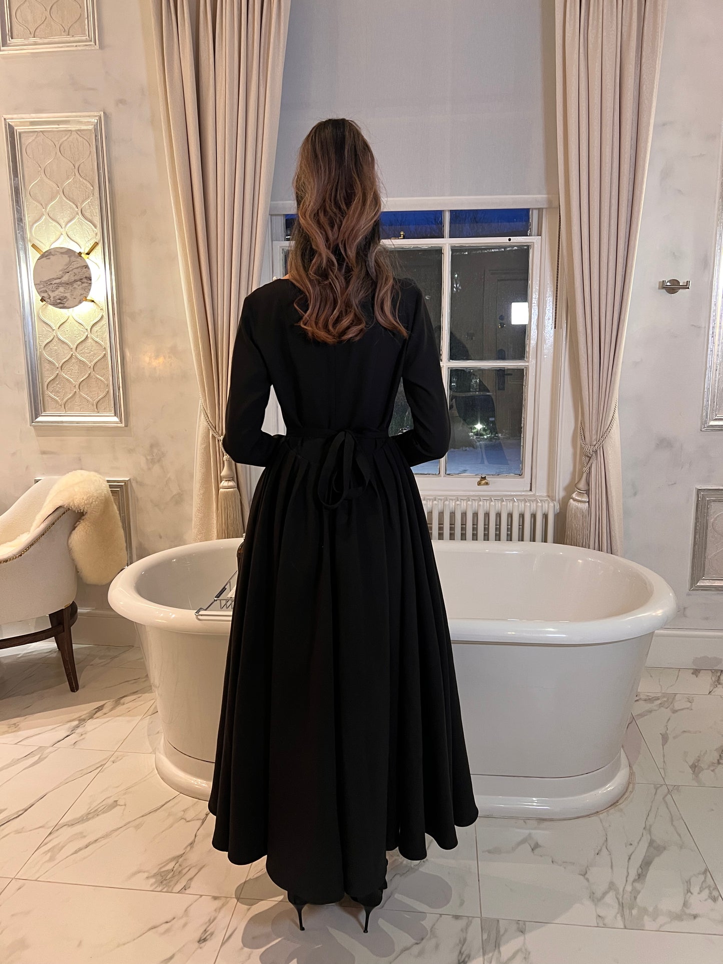 Cotton Blend Ball Gown Flared Dress