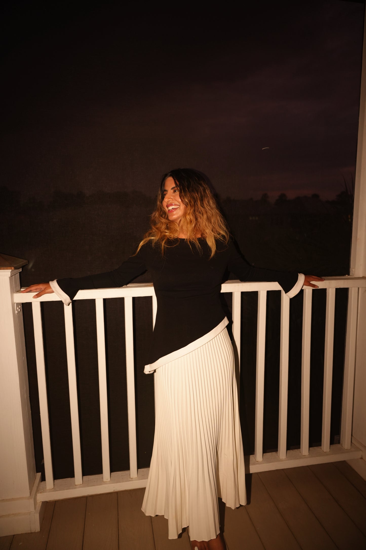 Cream Maxi Pleated Skirt