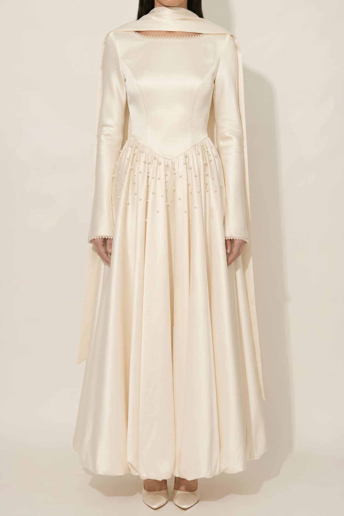 Duchess Satin Bridal V Hem Dress