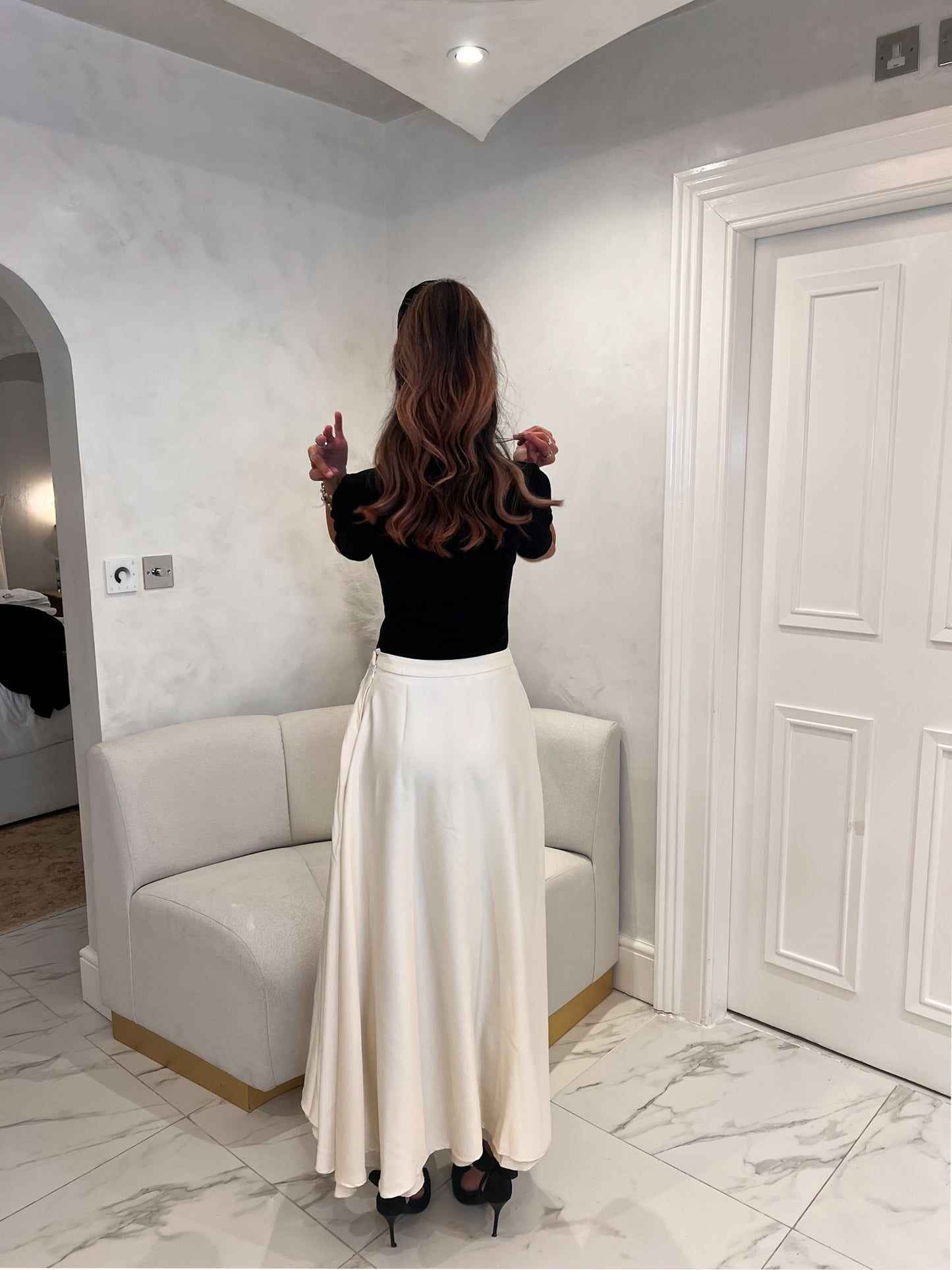 Double Layered Maxi Skirt Cream