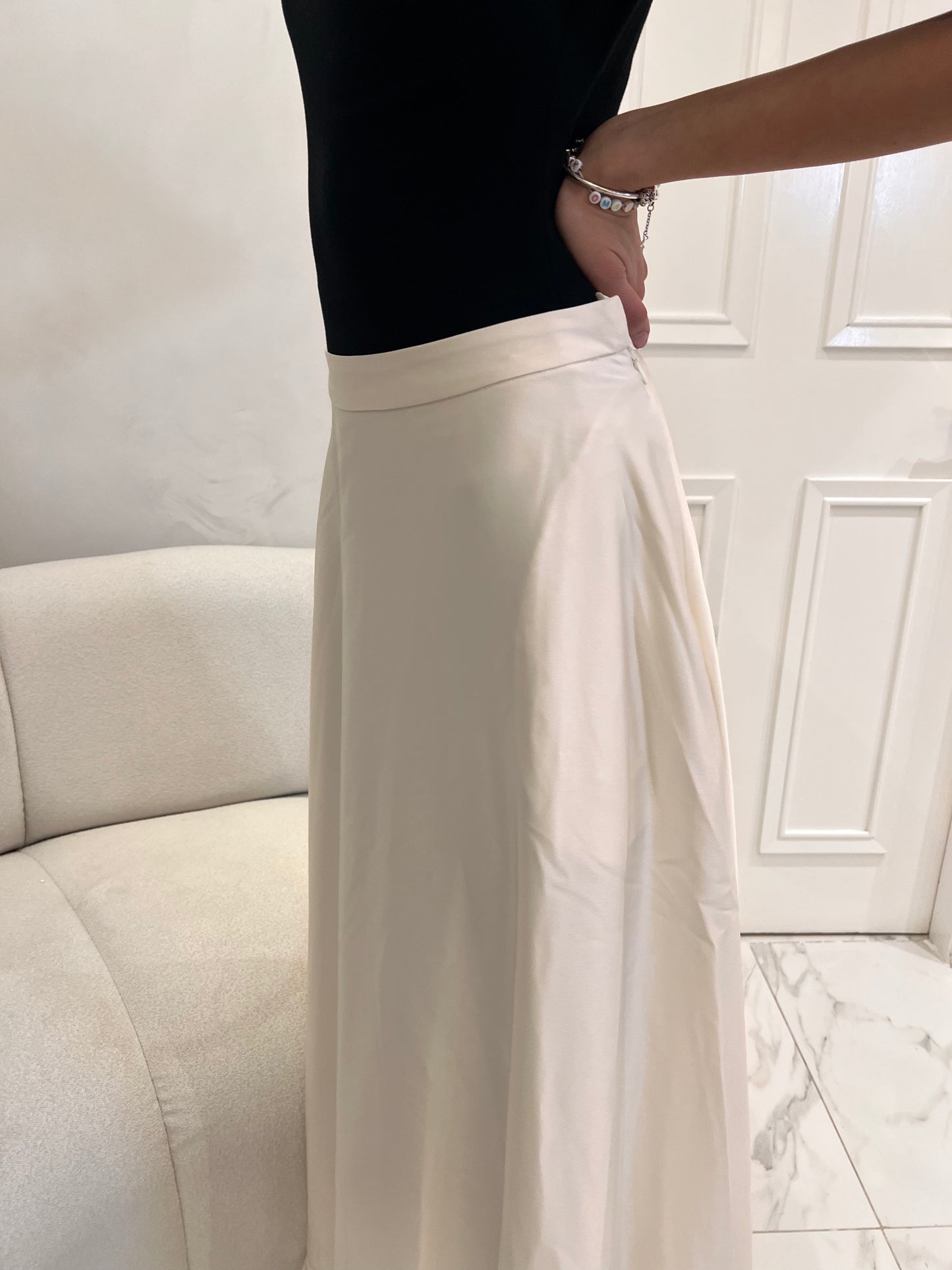 Double Layered Maxi Skirt Cream