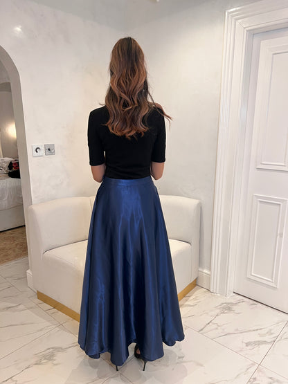 Double Layered Maxi Skirt Navy