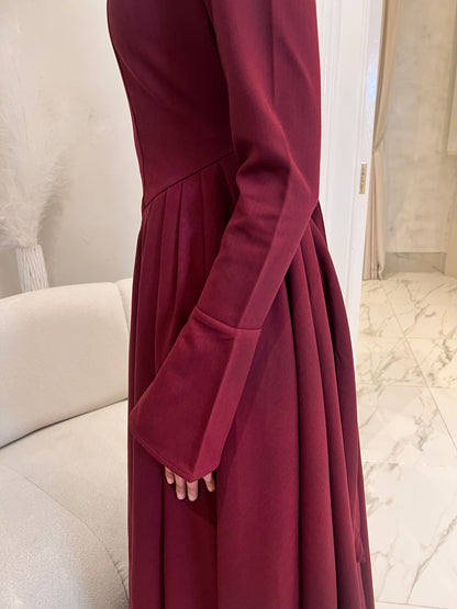 Limited Edition Cotton Blend V Hem Dress Burgundy