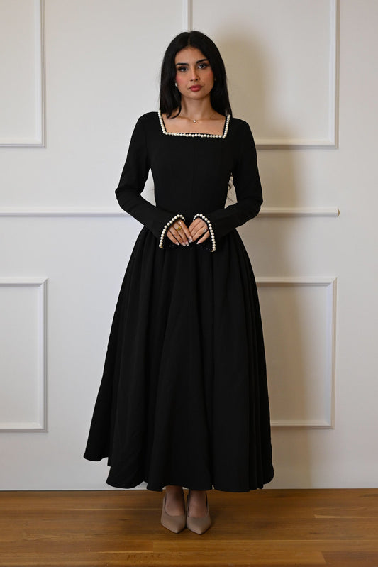 Cotton Blend Ball Gown Flared Dress