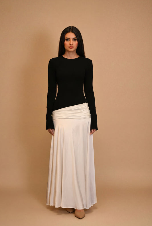 Modal Satin Monochrome Dress