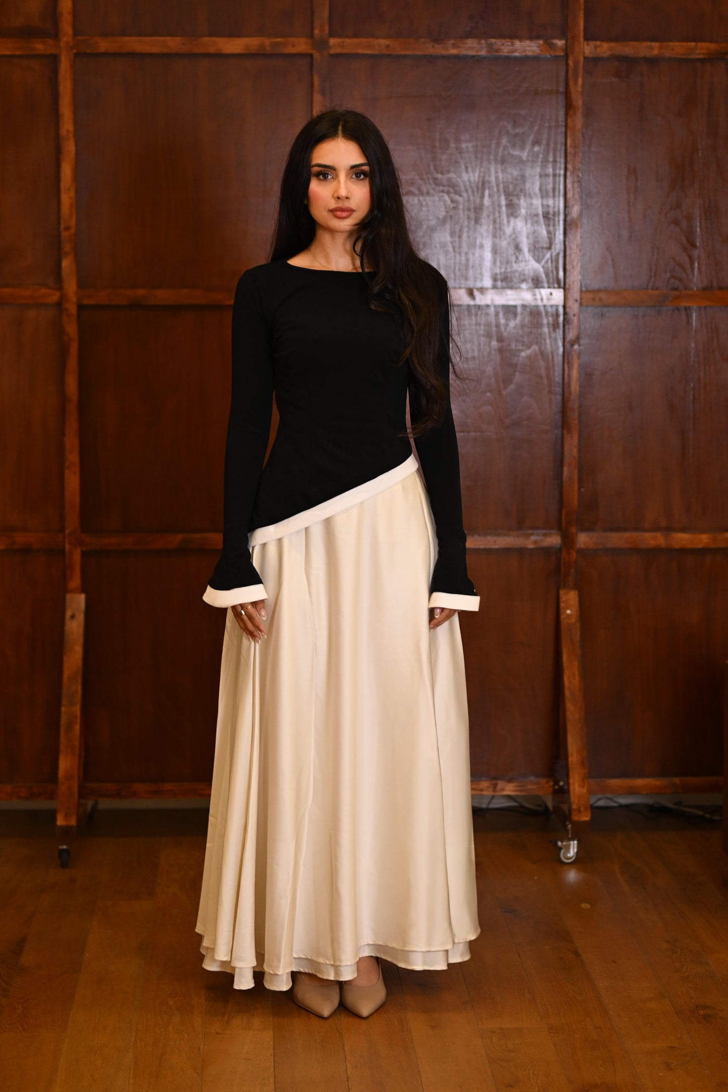Double Layered Maxi Skirt Cream