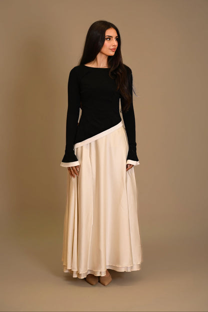 Double Layered Maxi Skirt Cream