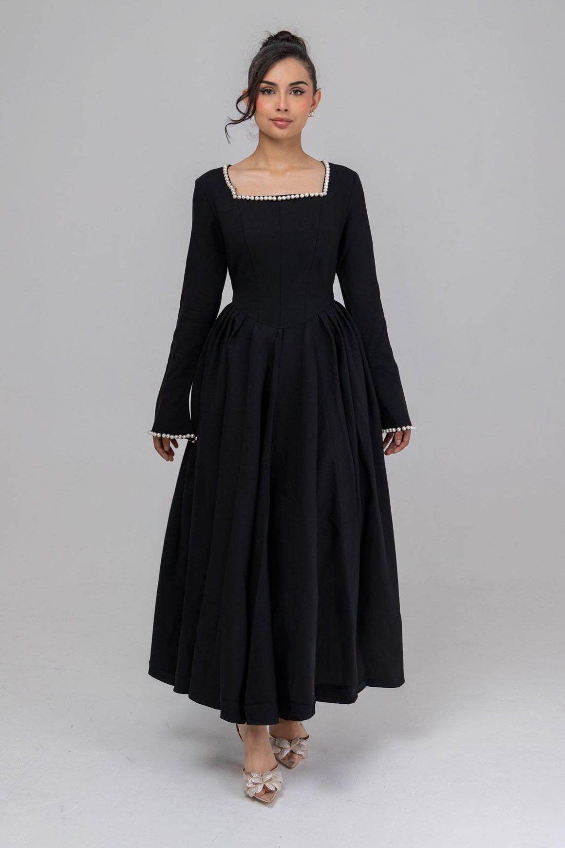 Cotton Blend Ball Gown Flared Dress