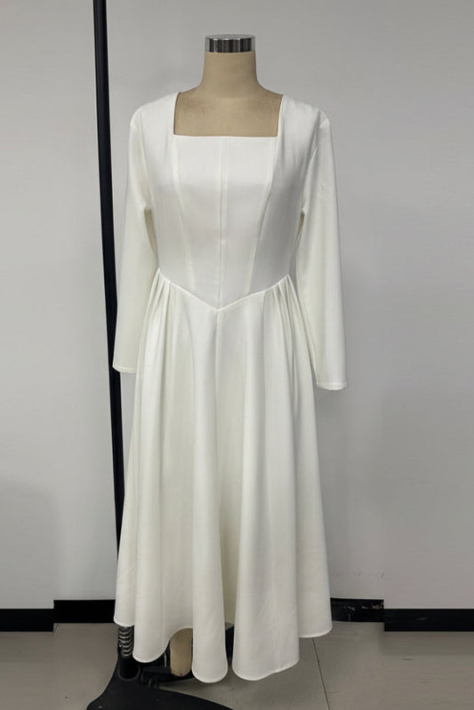 Midi Square Neck V Hem Dress Sample