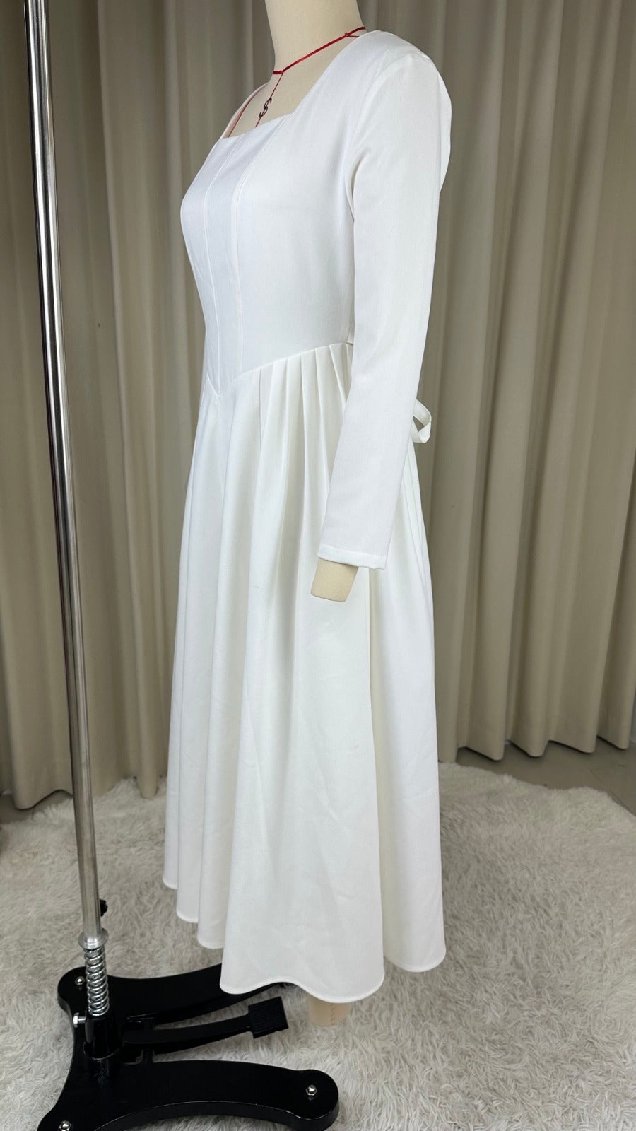 Midi Square Neck V Hem Dress Sample