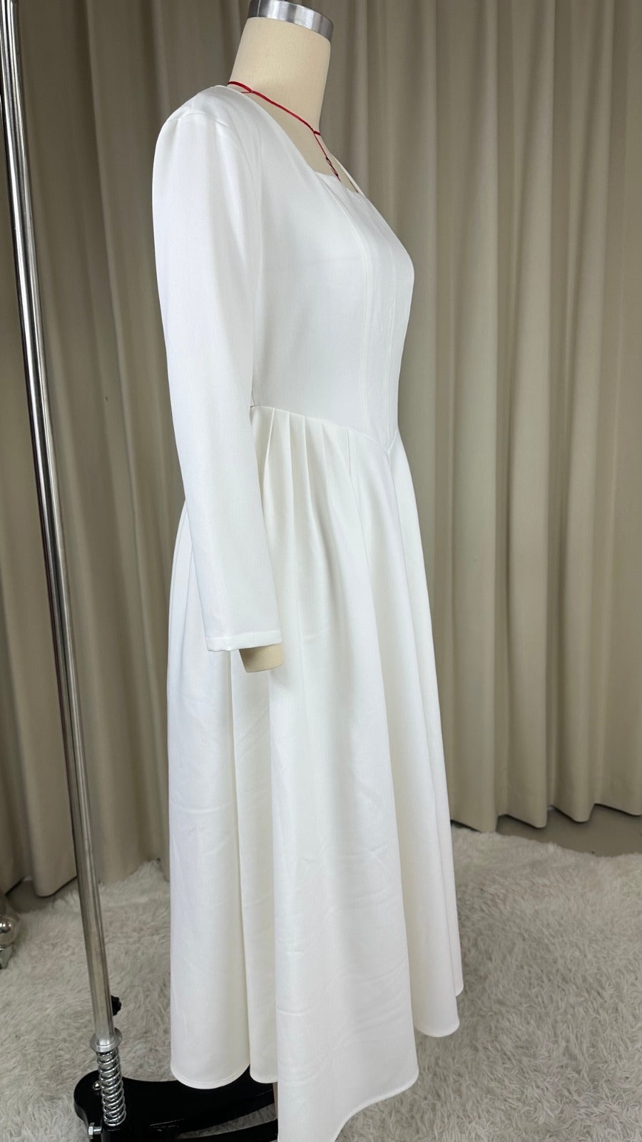 Midi Square Neck V Hem Dress Sample