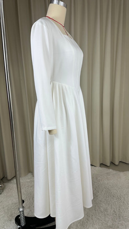 Midi Square Neck V Hem Dress Sample