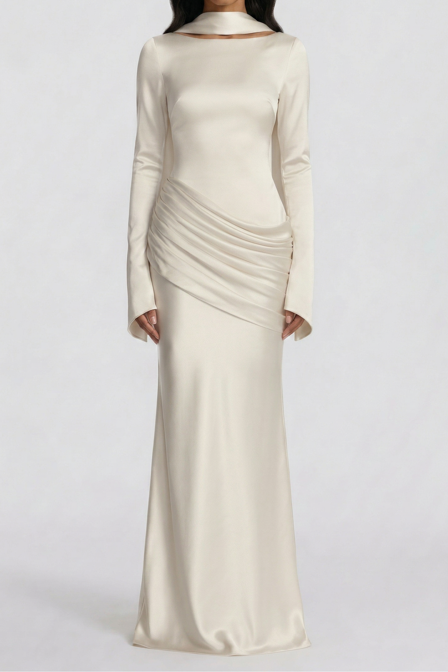 White Satin Monochrome Dress