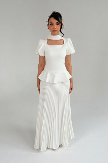 Short Sleeves Bridal Peplum Set