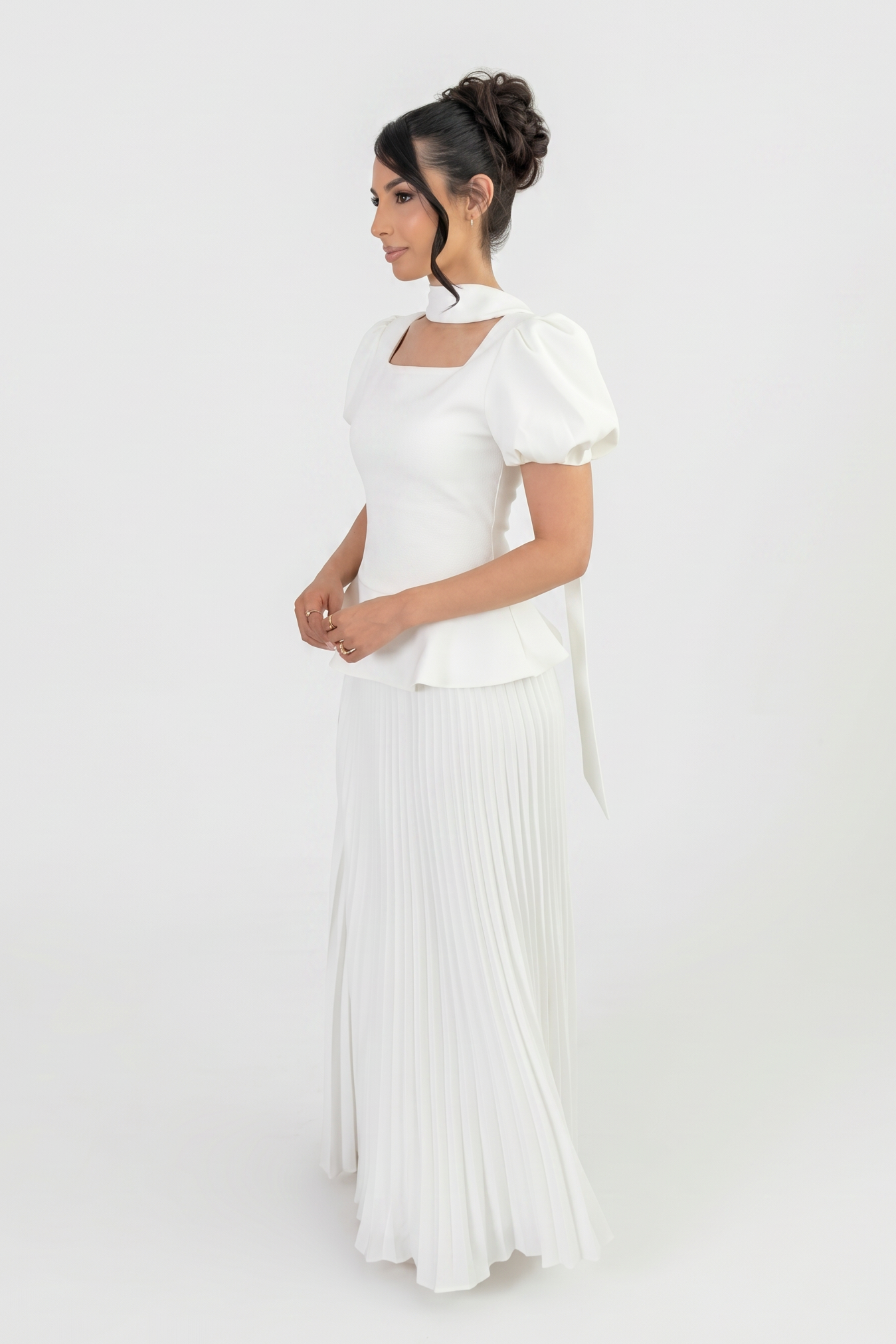 Short Sleeves Bridal Peplum Set