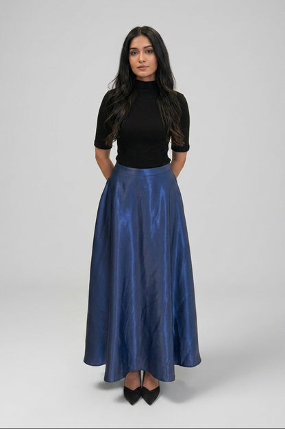Double Layered Maxi Skirt Navy