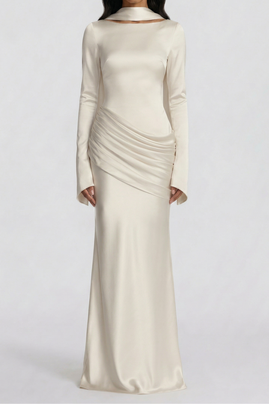 White Satin Monochrome Dress