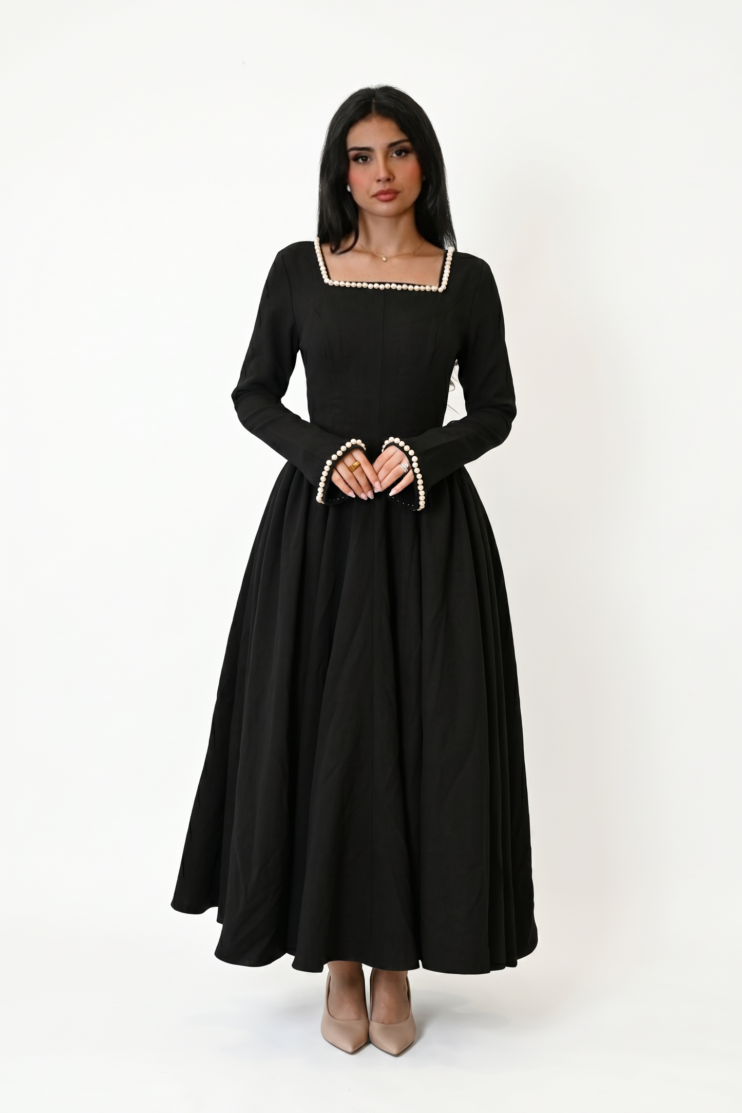 Cotton Blend Ball Gown Flared Dress