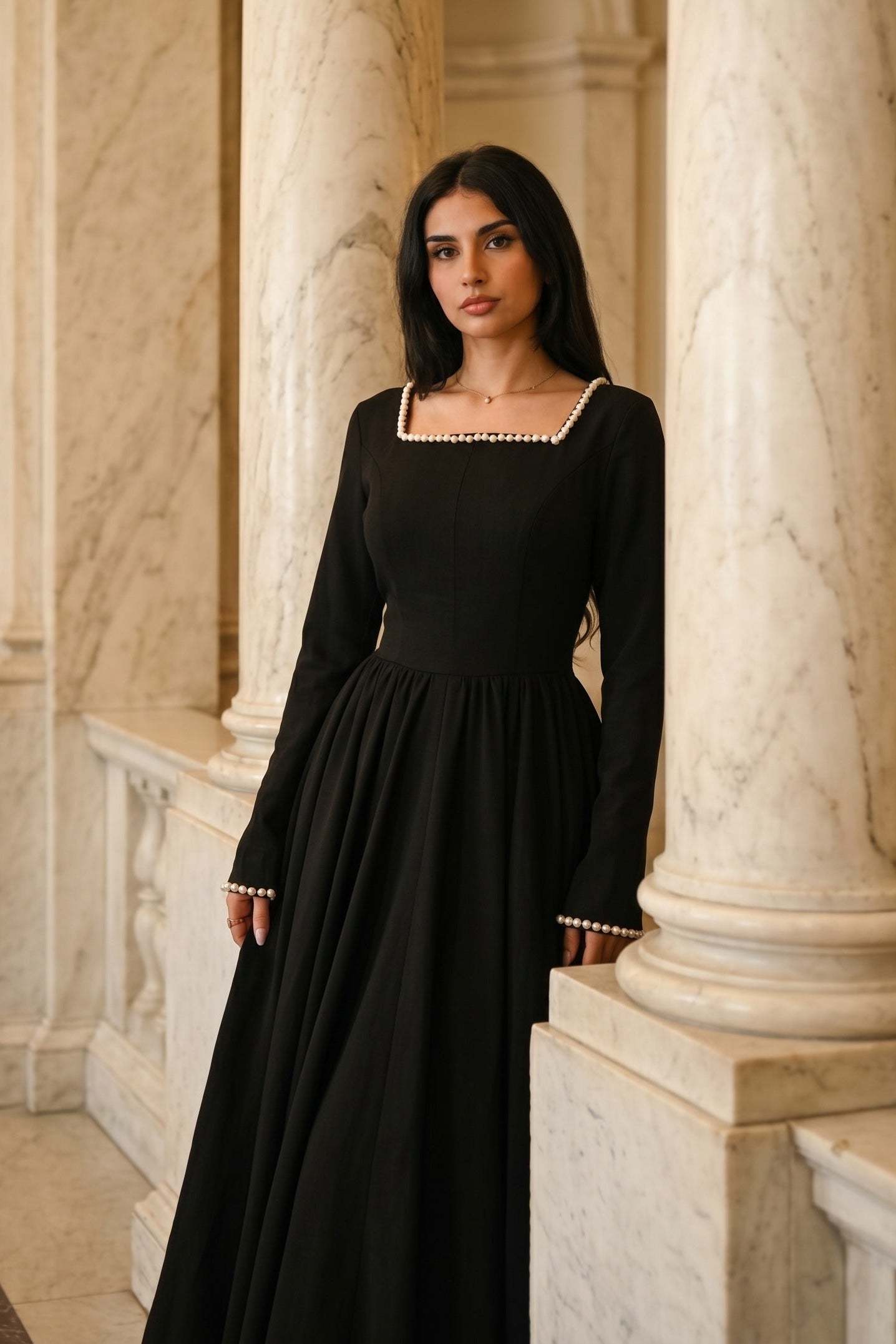Cotton Blend Ball Gown Flared Dress