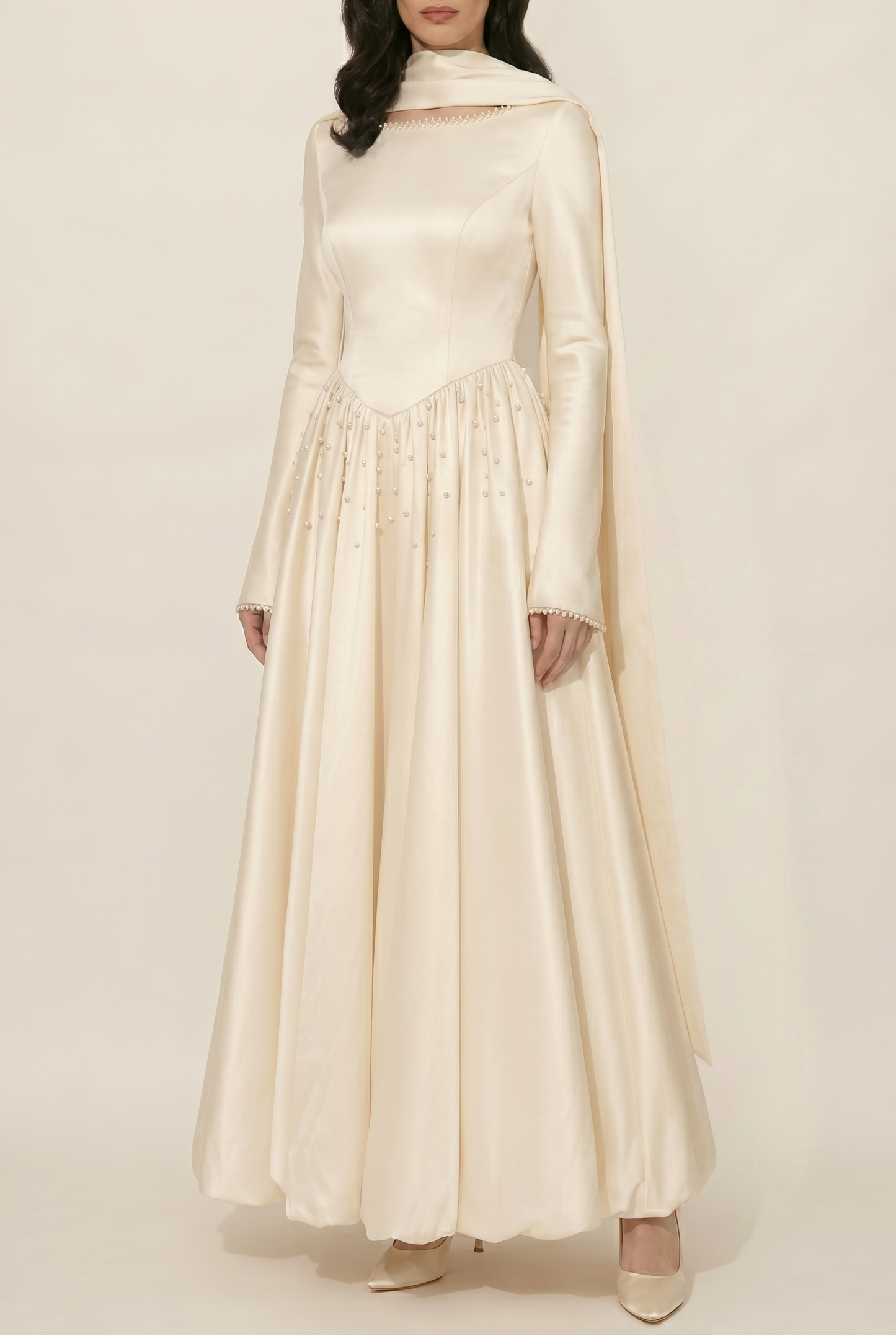 Duchess Satin Bridal V Hem Dress