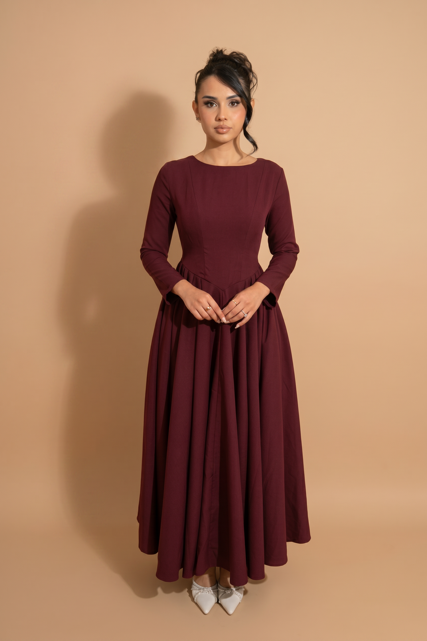 Limited Edition Cotton Blend V Hem Dress Burgundy