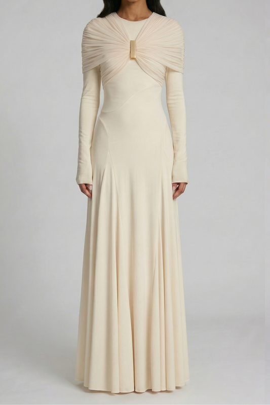 Ivory Gold Effect Hardware Dress