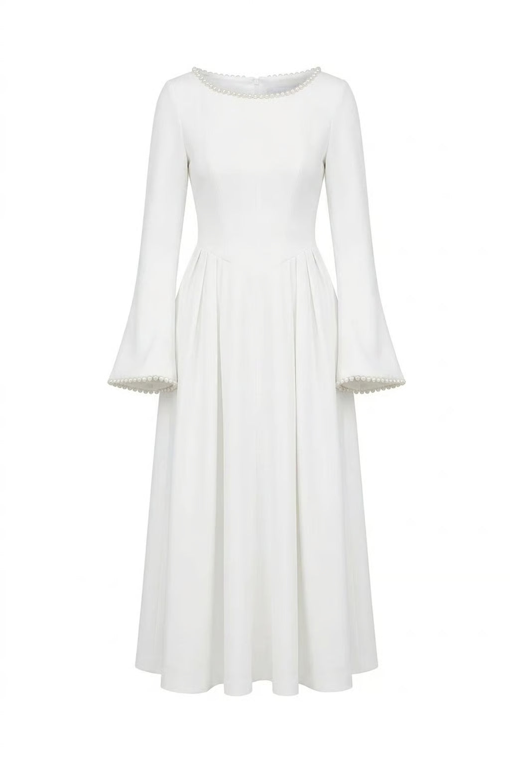 Cotton Blend Ball Gown Flared Dress White