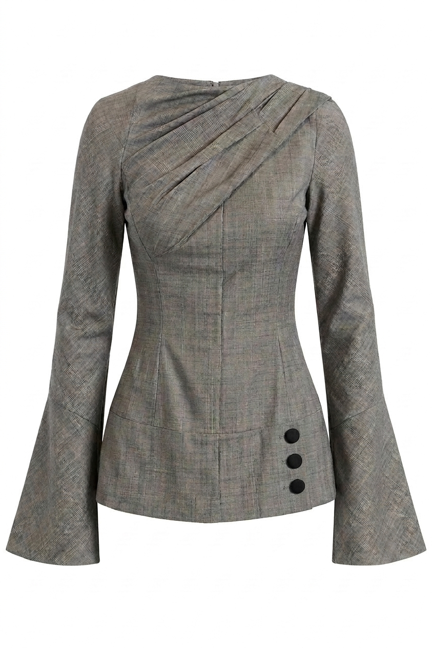 Linen Blend Structured Workwear Blazer Top