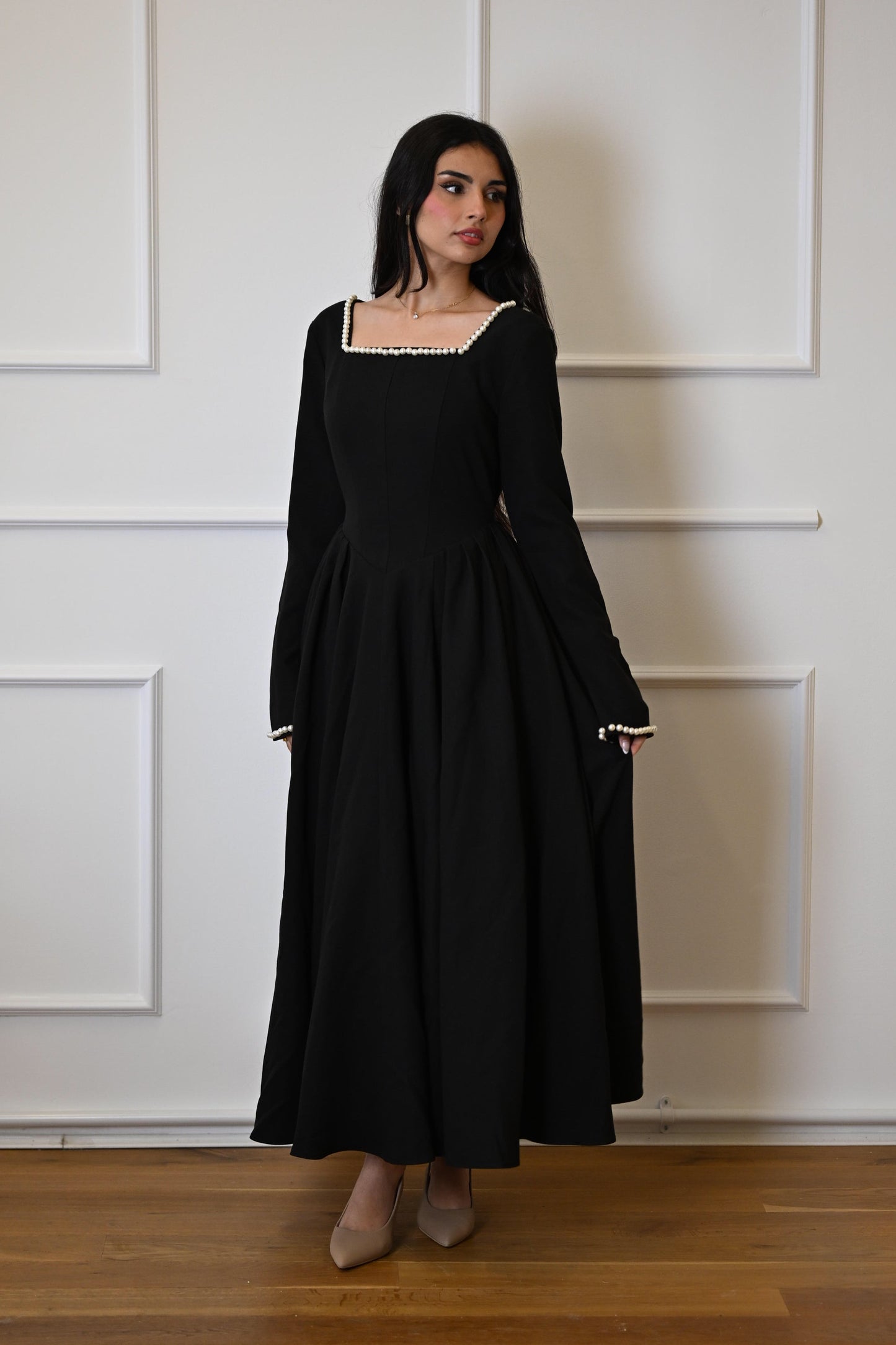 Cotton Blend Ball Gown Flared Dress