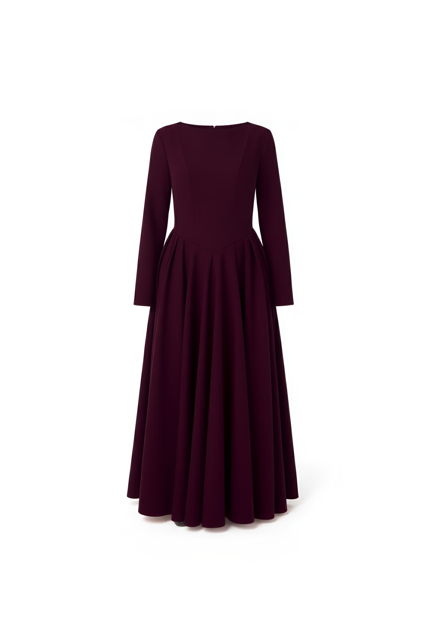 Cotton Blend Flared V Hem Dress Burgandy