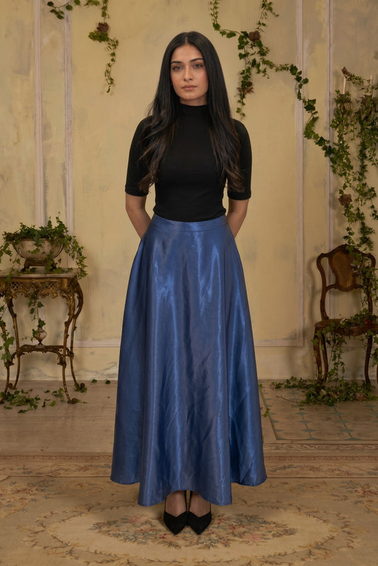 Double Layered Maxi Skirt Navy