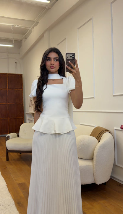 Short Sleeves Bridal Peplum Set
